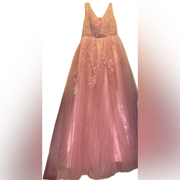 Boutique Custom Dresses & Skirts - Pink Floral Tulle Full Floor Length Custom Ballgown Long Full Dress Prom Formal🤩